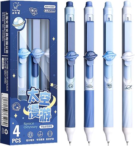 4pcs Blue Erasable Pens 0.5mm GelPens Black Ink Retractable Mistake-Free Smooth Writing Pens with Erasers for Women Men Office Supplies (blue 4pcs, Black) in Saudi Arabia