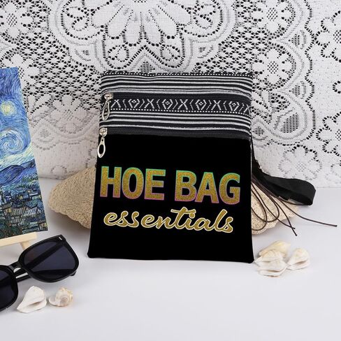 حقيبة HOE BAG Essentials Crossbody بتصميم شعار بسيط مع حزام قابل للتعديل، محفظة صغيرة للبالغين للاستخدام اليومي، حقيبة كتف مدمجة خفيفة الوزن (ذهبية) in Kuwait