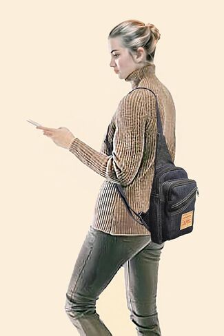 Dark Blue Denim Sling Bag Crossbody Chest Pack with Multiple Zippered Compartments for Unisex in Kuwait