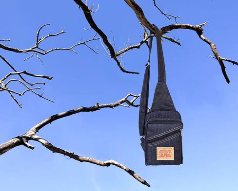 Dark Blue Denim Sling Bag Crossbody Chest Pack with Multiple Zippered Compartments for Unisex in Kuwait