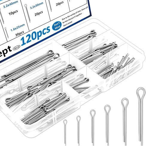 120 قطعة من دبابيس كوتر 6 قيم، مجموعة متنوعة من دبابيس كوتر من الفولاذ المقاوم للصدأ 304، دبابيس كوتر، مشبك دبوس كوتر للجرار، تستخدم لنظام قفل دبوس الربط، والشاحنات، ودبوس أجهزة المحرك in Kuwait