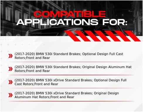 R1 Concepts Front and Rear Brake Kit For 2017-2020 BMW 530i| Drilled Slotted Brake Rotors| Optimum OEP Brake Pads and Rotors Kit| Hardware included in Saudi Arabia