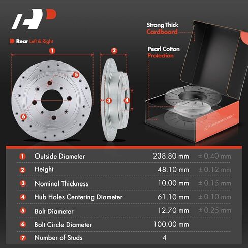 A-Premium Front and Rear Drilled and Slotted Disc Brake Rotors + Ceramic Pads Kit Compatible with Select Honda and Acura Models - Civic 1993-1995, Integra 1994-2001, 12-PC Set in Saudi Arabia