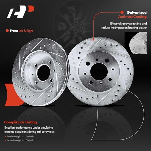 A-Premium Front and Rear Drilled and Slotted Disc Brake Rotors + Ceramic Pads Kit Compatible with Select Honda and Acura Models - Civic 1993-1995, Integra 1994-2001, 12-PC Set in Saudi Arabia