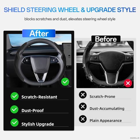 غطاء عجلة القيادة لسيارة Tesla Model Y Juniper 2026 2025 Model 3 Highland 2026 2025 2024، أغطية حماية عجلة القيادة مضادة للانزلاق من الجلد السويدي قابلة للتنفس لملحقات Tesla Y/3 الداخلية، أسود in Kuwait