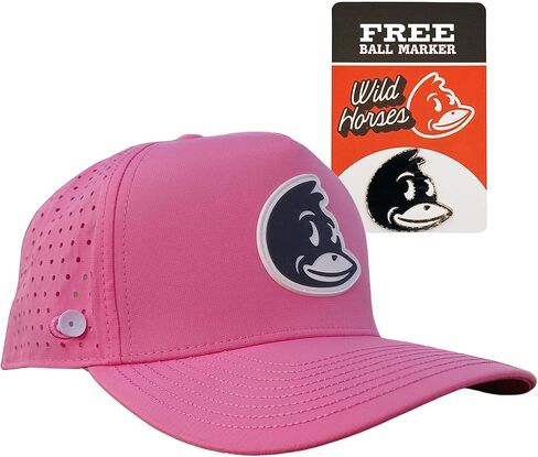 Wild Horses Performance Ladies Golf Hat w Built in Clip - Water Resistant - Integrated Tee Holder & Ball Marker Magnet - Lightweight Pink Golf Cap for Women and Girls in Saudi Arabia