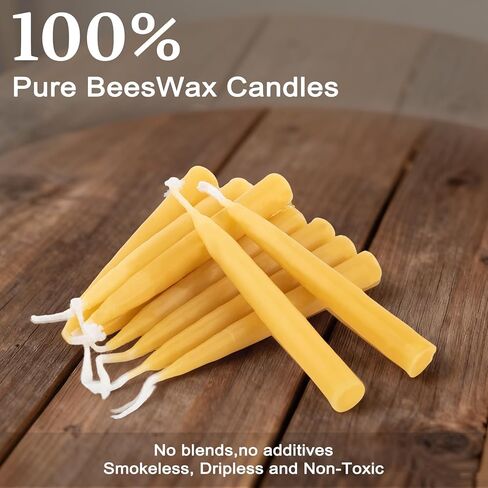30 Minute Beeswax Meditation Candles, 100% Pure Bees Wax Mini Taper Candles with Small Holder - Smokeless & Dripless & Non-Toxic, Prayer Gift for Relaxation Yoga Women, 24Pcs in Saudi Arabia