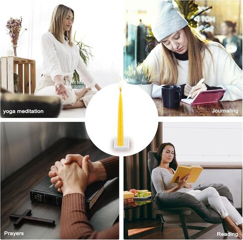 30 Minute Beeswax Meditation Candles, 100% Pure Bees Wax Mini Taper Candles with Small Holder - Smokeless & Dripless & Non-Toxic, Prayer Gift for Relaxation Yoga Women, 24Pcs in Saudi Arabia