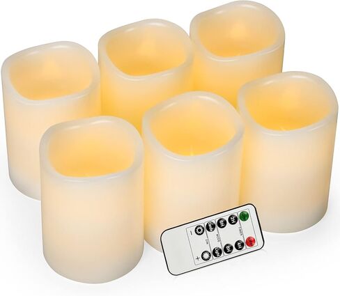 Birch Bark Effect Flameless Candles Battery Operated Pillar Real Wax Flickering Electric LED Candle Sets with Remote Control Cycling 24 Hours Timer, 4" 5" 6" Pack of 3 in Saudi Arabia