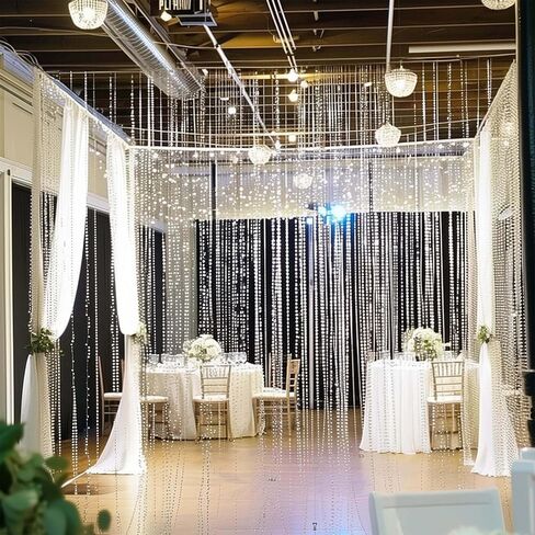 Efavormart Luxury High-Density Crystal Bead Curtain, 5x10ft with 43 Strands, Shimmering Room Divider & Backdrop for Living Room, Events in Kuwait