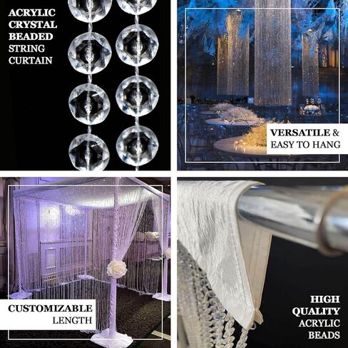 Efavormart Luxury High-Density Crystal Bead Curtain, 5x10ft with 43 Strands, Shimmering Room Divider & Backdrop for Living Room, Events in Kuwait