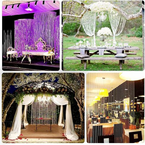 Efavormart Luxury High-Density Crystal Bead Curtain, 5x10ft with 43 Strands, Shimmering Room Divider & Backdrop for Living Room, Events in Kuwait