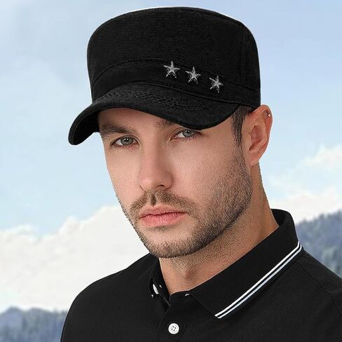 Cadet Army Cap Military Style Vintage Flat Top Hat for Men in Saudi Arabia