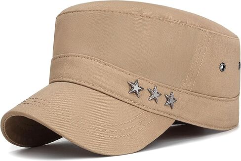 Cadet Army Cap Military Style Vintage Flat Top Hat for Men in Saudi Arabia