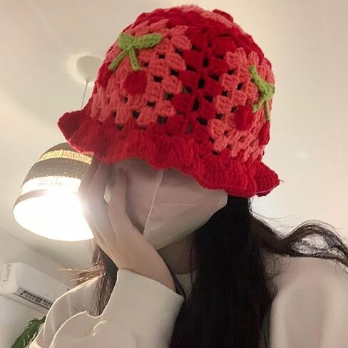 Crochet Bucket Hats for Women Handmade Hat Cute Foldable Knitted Hats for Women in Saudi Arabia