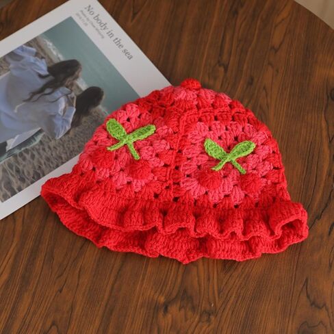 Crochet Bucket Hats for Women Handmade Hat Cute Foldable Knitted Hats for Women in Saudi Arabia