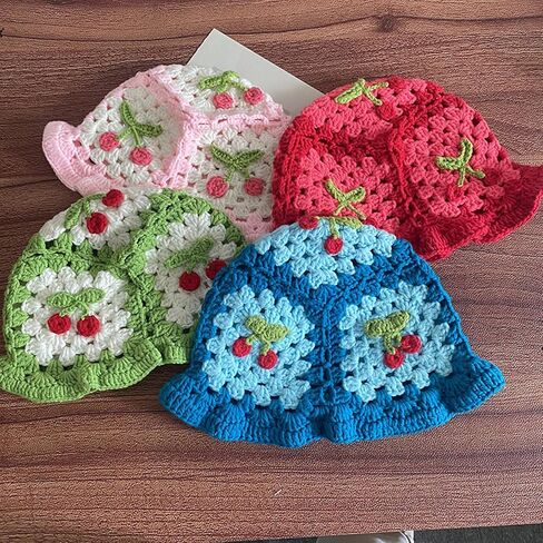 Crochet Bucket Hats for Women Handmade Hat Cute Foldable Knitted Hats for Women in Saudi Arabia