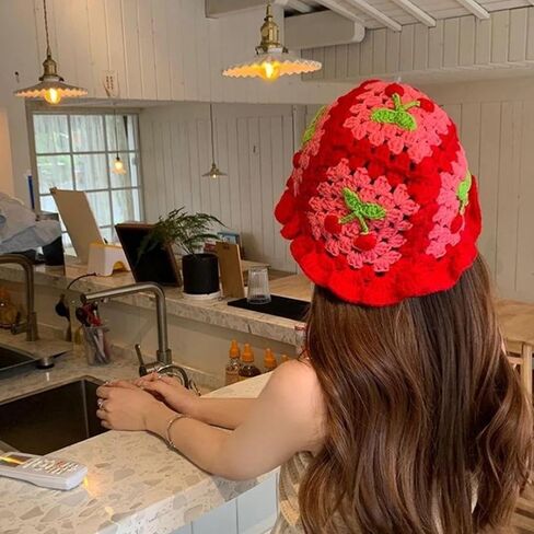Crochet Bucket Hats for Women Handmade Hat Cute Foldable Knitted Hats for Women in Saudi Arabia