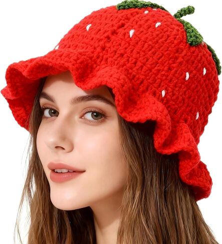 Crochet Bucket Hats for Women Handmade Hat Cute Foldable Knitted Hats for Women in Saudi Arabia