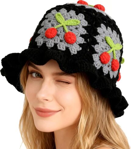 Crochet Bucket Hats for Women Handmade Hat Cute Foldable Knitted Hats for Women in Saudi Arabia
