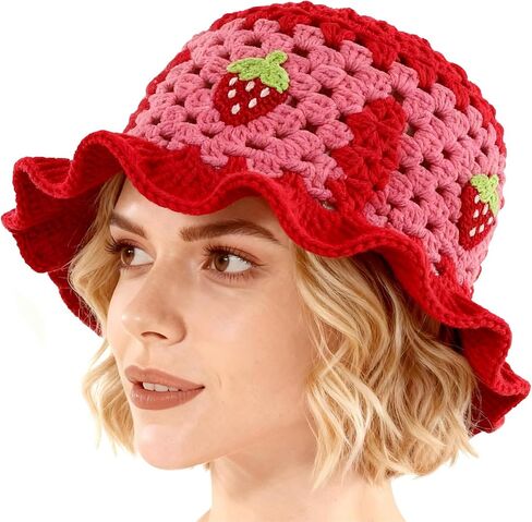 Crochet Bucket Hats for Women Handmade Hat Cute Foldable Knitted Hats for Women in Saudi Arabia