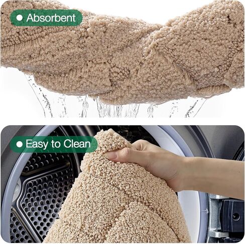 LUMI Modern Bathroom Rug, Washable Soft Absorbent Non Slip Bath Mat, Quick Dry Microfiber Plush Comfort Rugs for Shower Room, Bathtub, 16"x24", Beige in Kuwait