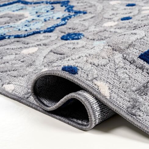 JONATHAN Y Mediterranean Medallion Indoor Outdoor Area Rug 8X10 Blue/Gray, Boho for Backyard, Patio, Porch, Easy-Cleaning, High Traffic, Pet-Friendly, Non-Shedding (AMC101A-8) in Saudi Arabia