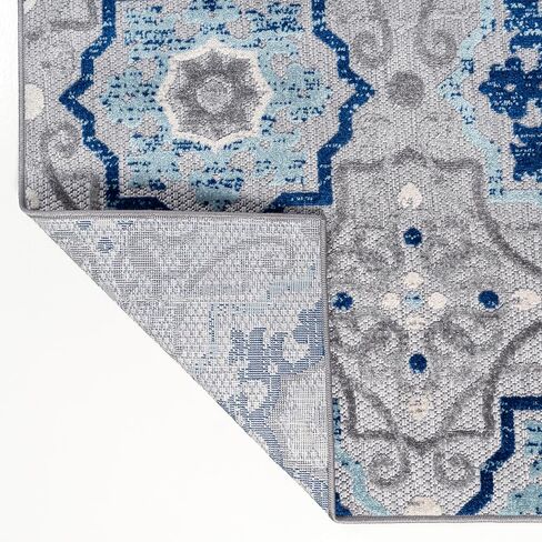 JONATHAN Y Mediterranean Medallion Indoor Outdoor Area Rug 8X10 Blue/Gray, Boho for Backyard, Patio, Porch, Easy-Cleaning, High Traffic, Pet-Friendly, Non-Shedding (AMC101A-8) in Saudi Arabia