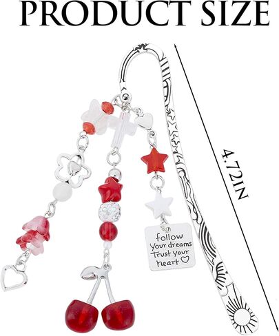 Cute Cherry Metal Bookmark - Charm Red Aesthetic Book Marks Gifts Unique Chain Page Maker Merch for Reading Lovers Women Girls Readers Bookish Students Teachers Birthday School Accessories in Saudi Arabia