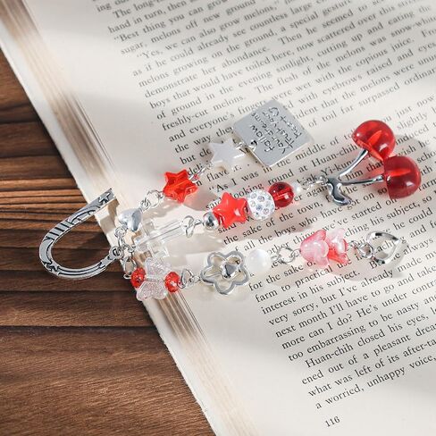 Cute Cherry Metal Bookmark - Charm Red Aesthetic Book Marks Gifts Unique Chain Page Maker Merch for Reading Lovers Women Girls Readers Bookish Students Teachers Birthday School Accessories in Saudi Arabia