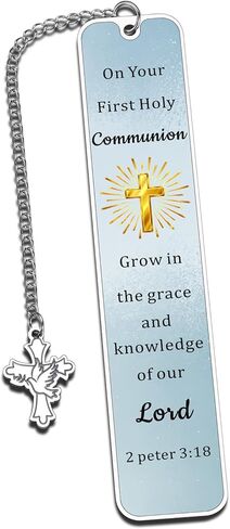 First Communion Gifts for Boys Girls 1st Communion Christian Bookmark Easter Basket Stuffers Gifts for Teen Boys Girls Women Men 1st Holy Communions Favors Bible Study Accessories with Golden Cross in Saudi Arabia