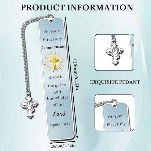 First Communion Gifts for Boys Girls 1st Communion Christian Bookmark Easter Basket Stuffers Gifts for Teen Boys Girls Women Men 1st Holy Communions Favors Bible Study Accessories with Golden Cross in Saudi Arabia