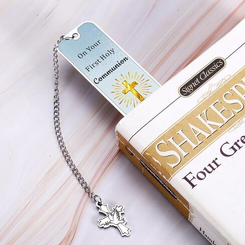 First Communion Gifts for Boys Girls 1st Communion Christian Bookmark Easter Basket Stuffers Gifts for Teen Boys Girls Women Men 1st Holy Communions Favors Bible Study Accessories with Golden Cross in Saudi Arabia