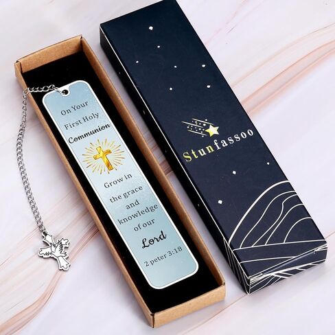 First Communion Gifts for Boys Girls 1st Communion Christian Bookmark Easter Basket Stuffers Gifts for Teen Boys Girls Women Men 1st Holy Communions Favors Bible Study Accessories with Golden Cross in Saudi Arabia