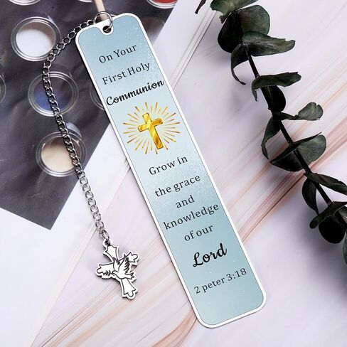 First Communion Gifts for Boys Girls 1st Communion Christian Bookmark Easter Basket Stuffers Gifts for Teen Boys Girls Women Men 1st Holy Communions Favors Bible Study Accessories with Golden Cross in Saudi Arabia