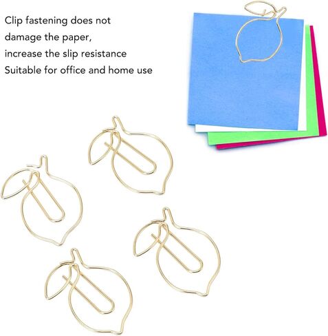 100 Pcs Small Paper Clips Lemon Shaped Paperclips Fruit Bookmark Clips with Transparent Box for Office School Home in Saudi Arabia