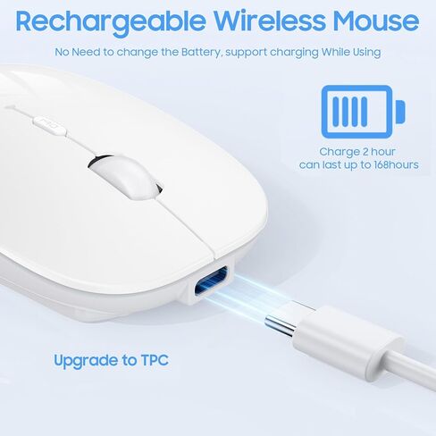 Bluetooth Mouse, Rechargeable Wireless Mouse Dual Mode(Bluetooth 5.2+USB),Silent Slim with Adjustable DPI Computer mice for Laptop,Tablet,PC,Notebook,MacBook,OS,Android,Windows(Black) in Kuwait