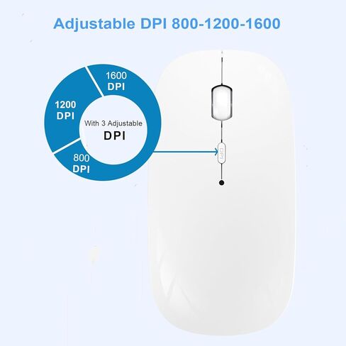 Bluetooth Mouse, Rechargeable Wireless Mouse Dual Mode(Bluetooth 5.2+USB),Silent Slim with Adjustable DPI Computer mice for Laptop,Tablet,PC,Notebook,MacBook,OS,Android,Windows(Black) in Kuwait