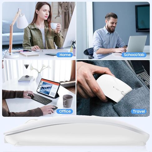 Bluetooth Mouse, Rechargeable Wireless Mouse Dual Mode(Bluetooth 5.2+USB),Silent Slim with Adjustable DPI Computer mice for Laptop,Tablet,PC,Notebook,MacBook,OS,Android,Windows(Black) in Kuwait