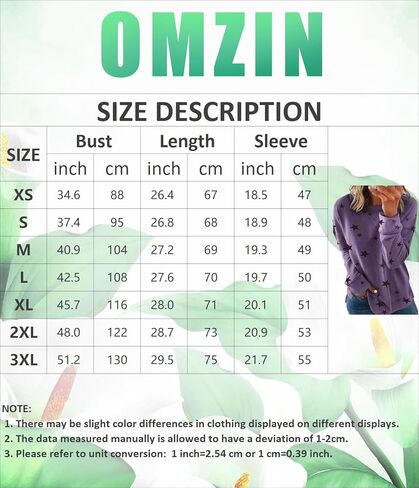 OMZIN Women's Casual Star Pattern Tops Side Split Pullover Blouse Long Sleeve Spring Sweatshirt in Saudi Arabia
