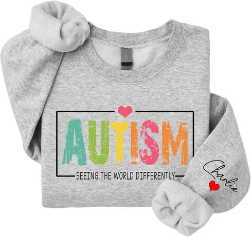 سويت شيرت NAZENTI مخصص للنساء من Autism Mama، قميص مخصص للأم للتوعية بالتوحد مع اسم الطفل، هدايا للأم المصابة بالتوحد in Saudi Arabia