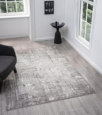 Amy Modern Abstract Runner Rug for Kitchen, 2x7 Contemporary Textured Geometric Beige Neutral Runner, High-Low Pile Stain Resistant Carpet for Bedroom, Hallway or Entryway (2' x 7', Beige) in Saudi Arabia