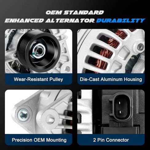 New Alternator Replacement for 2003 2004 2005 2006 Dodge Ram 1500 2500 3500 V8 5.7L, 2004 Durango V8 5.7 5.7L 12V 136Amp, Replace OE 13985, 0-124-525-006, 0-124-525-051, 400-24064, 56028699AA in Saudi Arabia