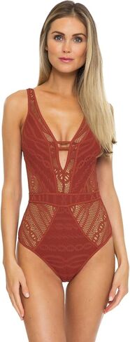 Color Play Crochet Show & Tellplunge One-Piece Black LG in Kuwait
