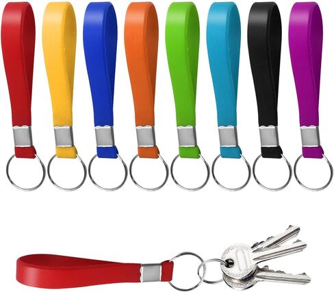 حلقات مفاتيح للسوار من السيليكون، 8 عبوات متعددة الألوان، حلقات معدنية مقسمة، بطول 4.7 بوصة in Kuwait