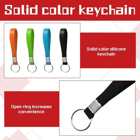 حلقات مفاتيح للسوار من السيليكون، 8 عبوات متعددة الألوان، حلقات معدنية مقسمة، بطول 4.7 بوصة in Kuwait