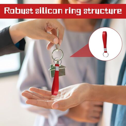 حلقات مفاتيح للسوار من السيليكون، 8 عبوات متعددة الألوان، حلقات معدنية مقسمة، بطول 4.7 بوصة in Kuwait
