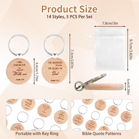 70 Set Christian Keychain Bulk with Drawstring Bags Inspirational Quotes Bible Verse Wooden KeyChain Women Men Religious gift for Church in Kuwait