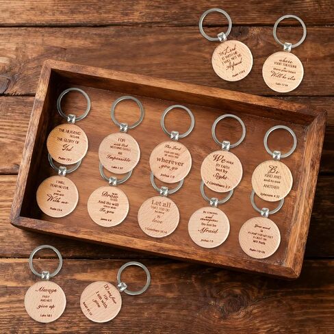 70 Set Christian Keychain Bulk with Drawstring Bags Inspirational Quotes Bible Verse Wooden KeyChain Women Men Religious gift for Church in Kuwait
