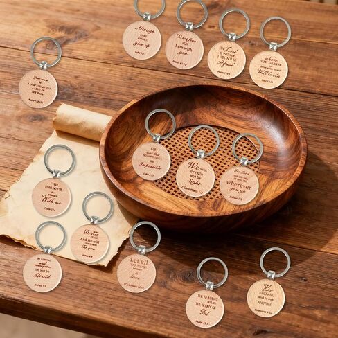 70 Set Christian Keychain Bulk with Drawstring Bags Inspirational Quotes Bible Verse Wooden KeyChain Women Men Religious gift for Church in Kuwait
